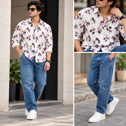 2 in 1 Combo viscose printed shirts + Side pocket mom fit jeans pant buy @600 rs only