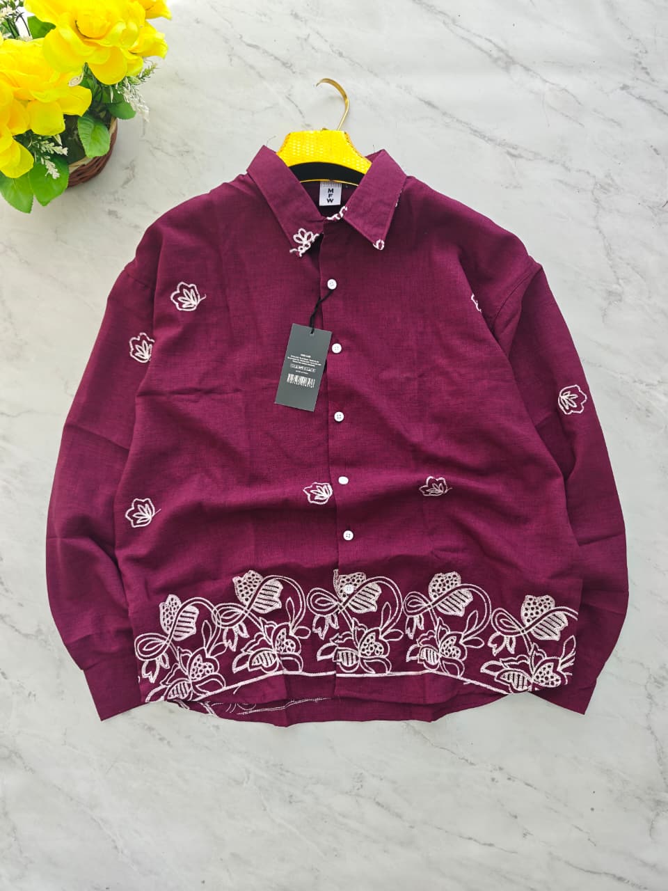 Men's Full sleeve lenin  Bottom Embroidery Shirts single pcs @350 and Buy 3 pc combo @999[D2]
