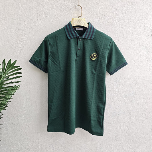 Textured embroidery collar zipper tshirts buy @250 rs