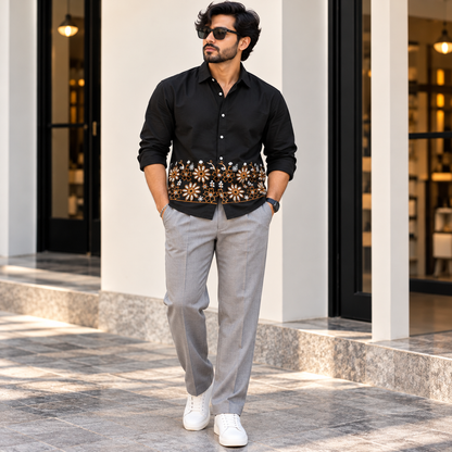 2 in 1 combo MFW lachka bottom embroidery shirts + lenin Gurkha polo fit pant buy @700 rs only