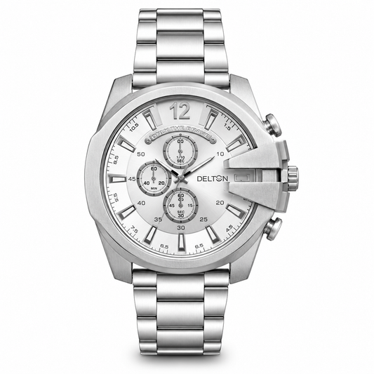 Trendy Silver Strap Bold Watches @250rs (White)