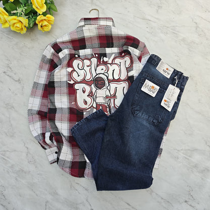 2 in 1 combo MFW back printed baggy shirts + mom fit jeans pant combo buy @600 rs only