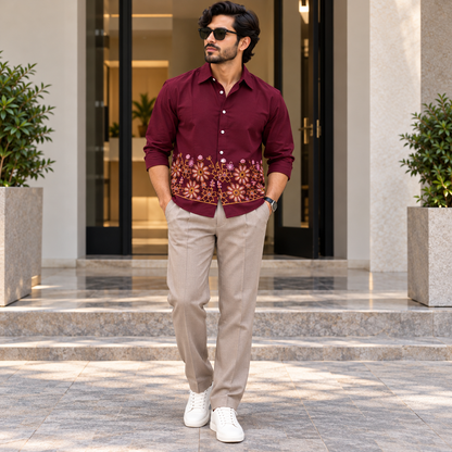2 in 1 combo MFW lachka bottom embroidery shirts + lenin Gurkha polo fit pant buy @700 rs only