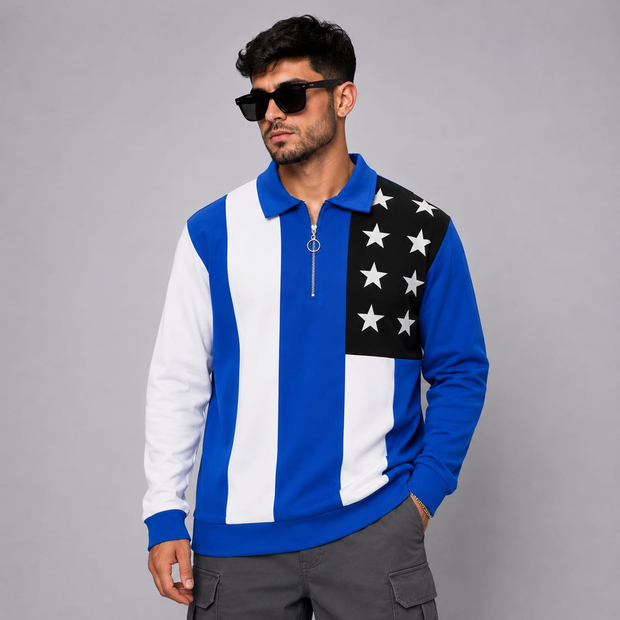 Men's korean Collar printed premium old money Zipper Full sleeve tshirts@249 (Fabric Reference – Please Read Description)