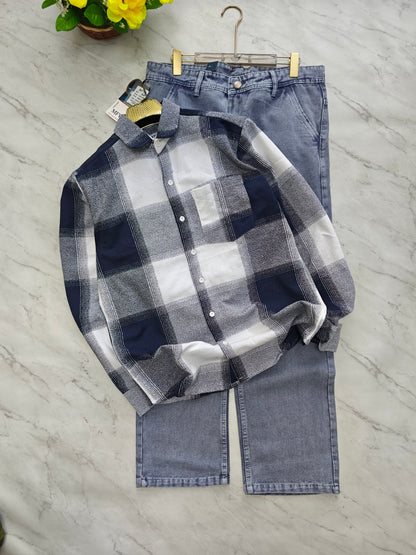 2 in 1 Combo MFW viral checked shirts + Baggy jeans pant buy @600 rs only