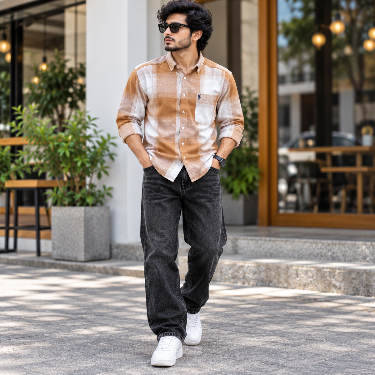 2 in 1 Combo MFW viral checked shirts + mom fit jeans pant buy @600 rs only