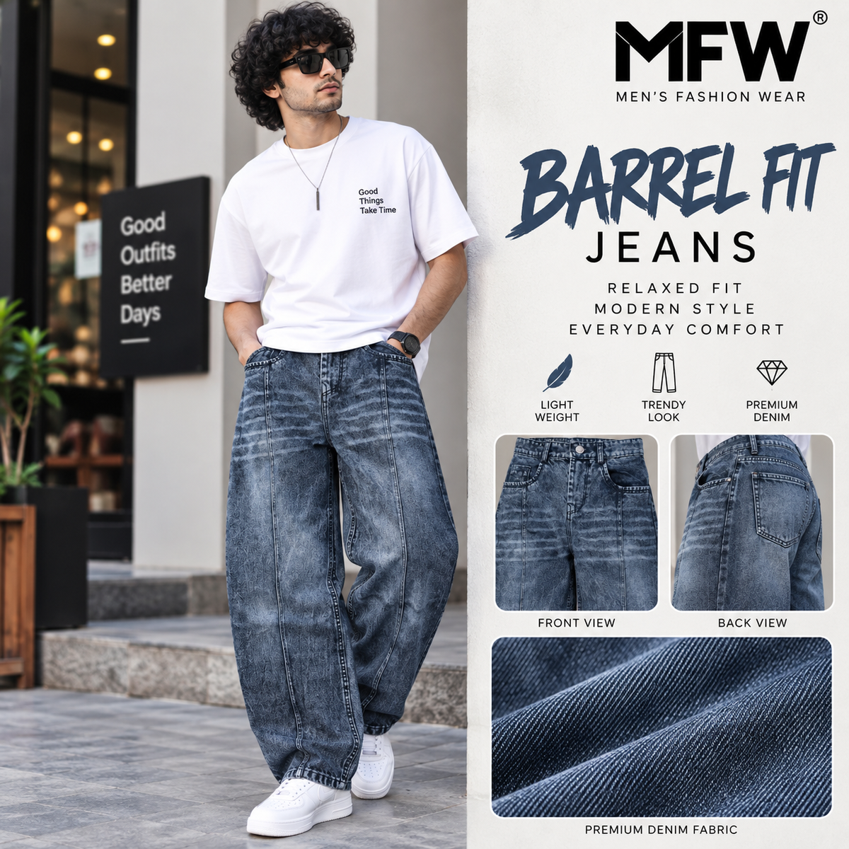 MFW Barrel Fit jeans pants buy @450 rs only[S3]