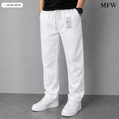 MFW Lenin relax fit pant single pcs @350 and Buy 3 pc combo @999 white [MFW-LRP-350]
