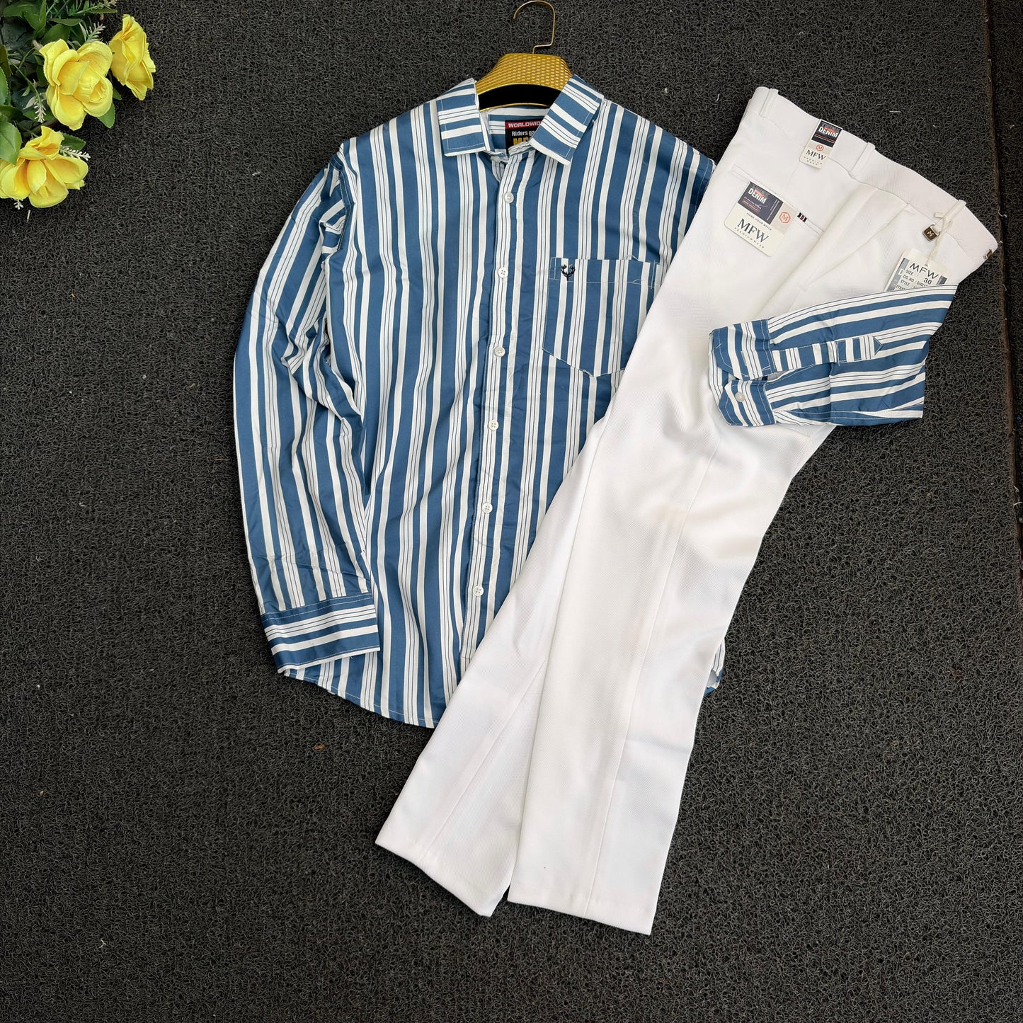 2 in 1 combo MFW stripes shirts + mfw penut polo fit pants buy @500 rs only