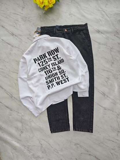 2 in 1 combo MFW Back printed shirts + mom fit jeans pant buy @600 rs only
