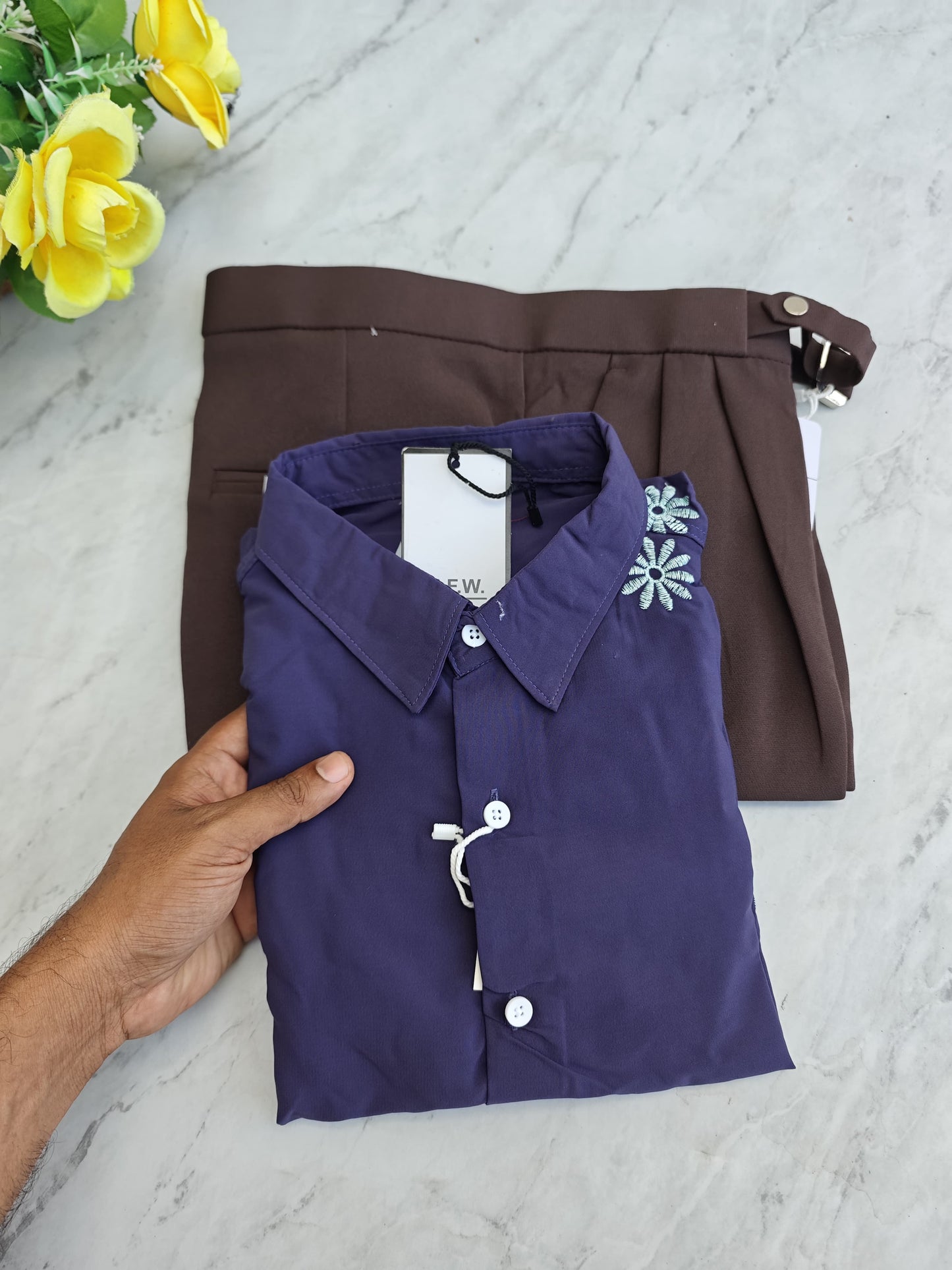 2 in 1 combo mfw embroidery shirts + gurkha model polo fit pant combo buy @700 rs only