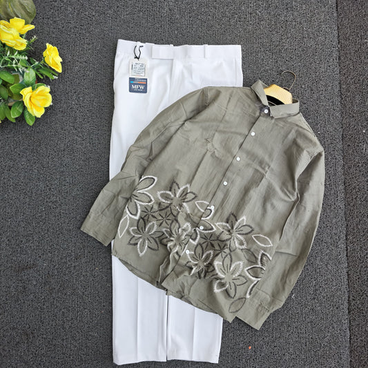 2 in 1 combo Lenin Bottom printed shirts+penut polo fit pants buy @600 rs only