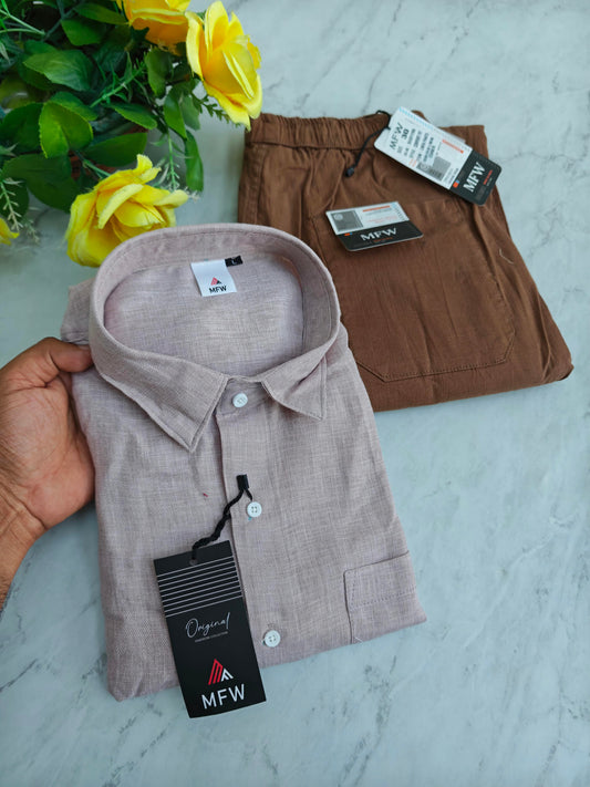 2 in 1 combo MFW Lenin shirts + lenin relax fit pants combo buy @600 rs only