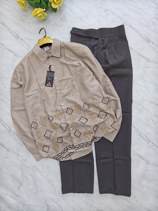 2 in 1 combo MFW Bottom Embroidery shirts + Gurkha polo fit pants buy @700 rs only