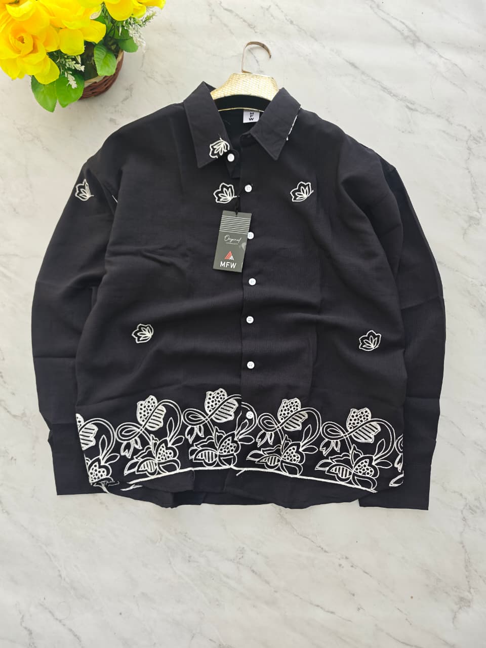 Men's Full sleeve lenin  Bottom Embroidery Shirts single pcs @350 and Buy 3 pc combo @999[D2]
