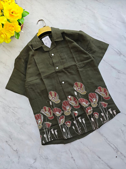 Cuban Collar Border print half sleeve shirts buy @250rs only