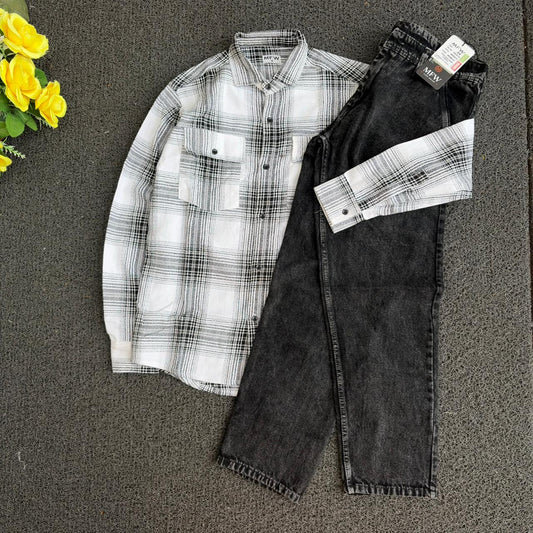 2 in 1 combo Double pocket back print baggy shirts + mom fit jeans buy @600