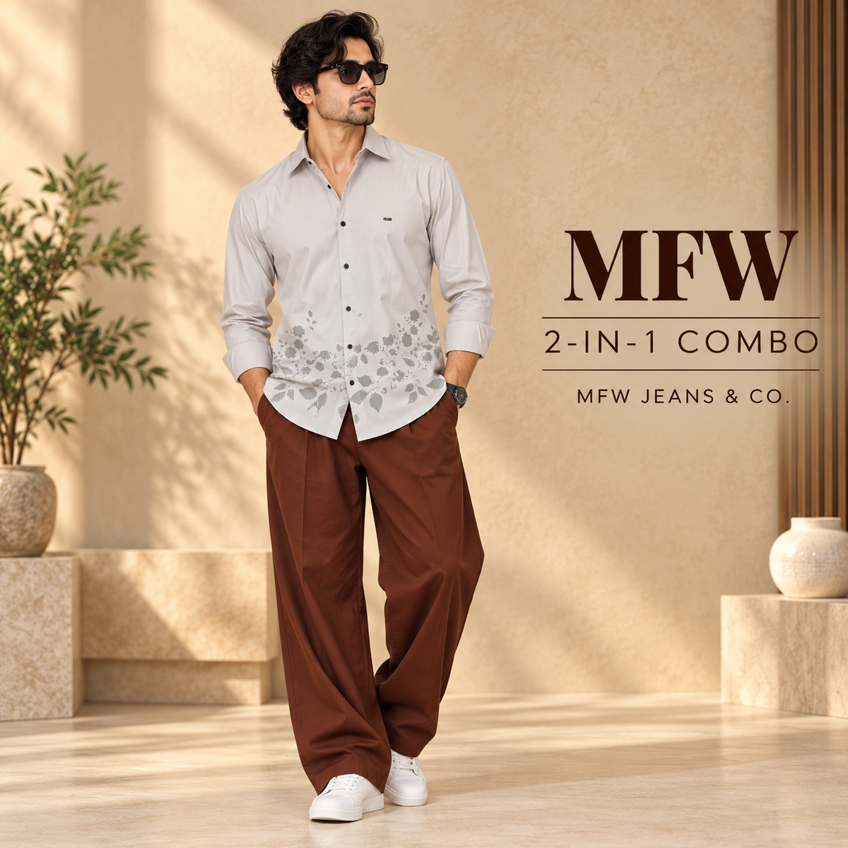 2 in 1 combo MFW bottom printed shirts + korean Baggy pants buy @600 rs only