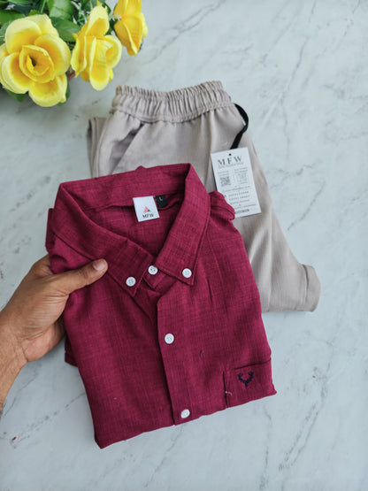 2 in 1 combo MFW korean Lenin shirts + Lenin relax fit pant combo buy @500 rs only