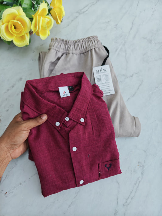 2 in 1 combo MFW korean Lenin shirts + Lenin relax fit pant combo buy @500 rs only