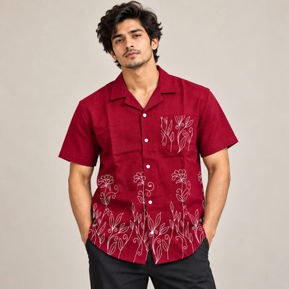 Cuban Collar Border print half sleeve shirts buy @250rs only