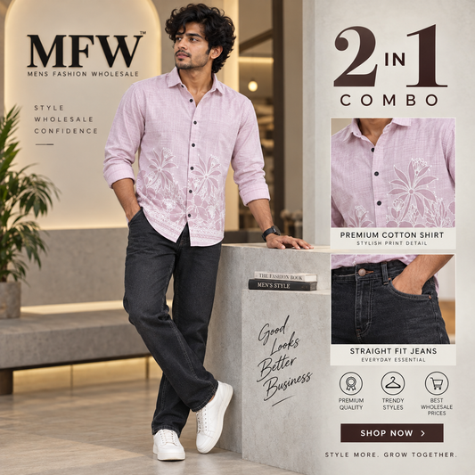 2 in 1 combo MFW Bottom printed shirts + Straight fit jeans pants buy @600 only