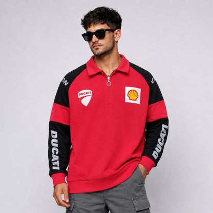 Men's korean Collar printed premium old money Zipper Full sleeve tshirts@249 (Fabric Reference – Please Read Description)