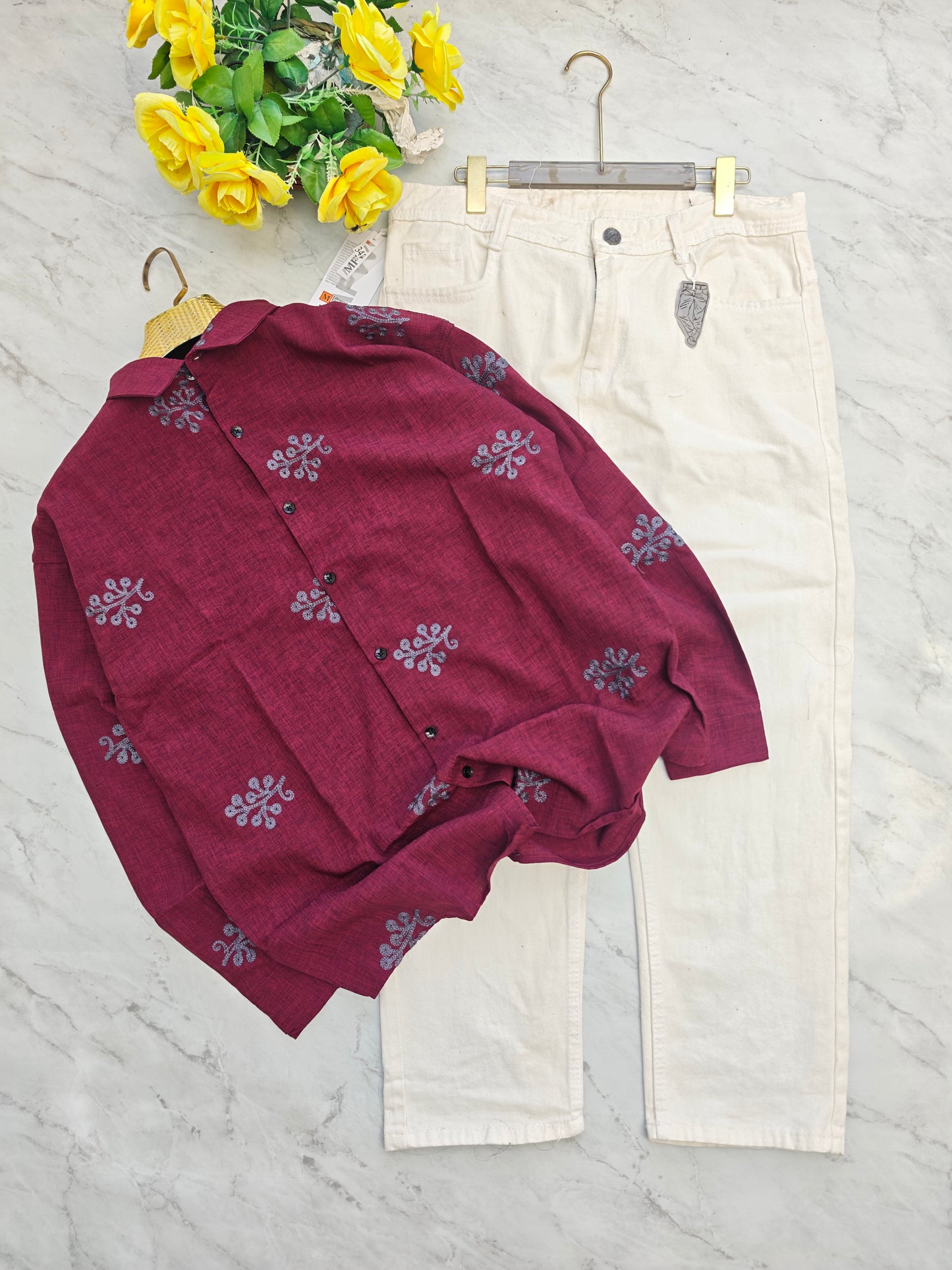 2 in 1 combo MFW embroidery shirts + mom fit pant combo buy @600 rs only