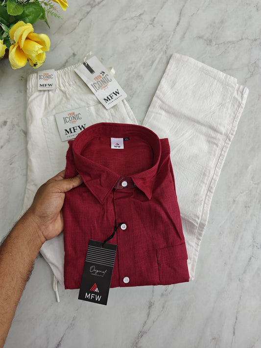 2 in 1 combo plain Lenin shirts + lenin relax fit pants combo buy @600 rs only