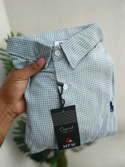 MFW Micro Checks Baggy shirts Single pcs @299 and Buy 4 pcs combo @999 (Light green)