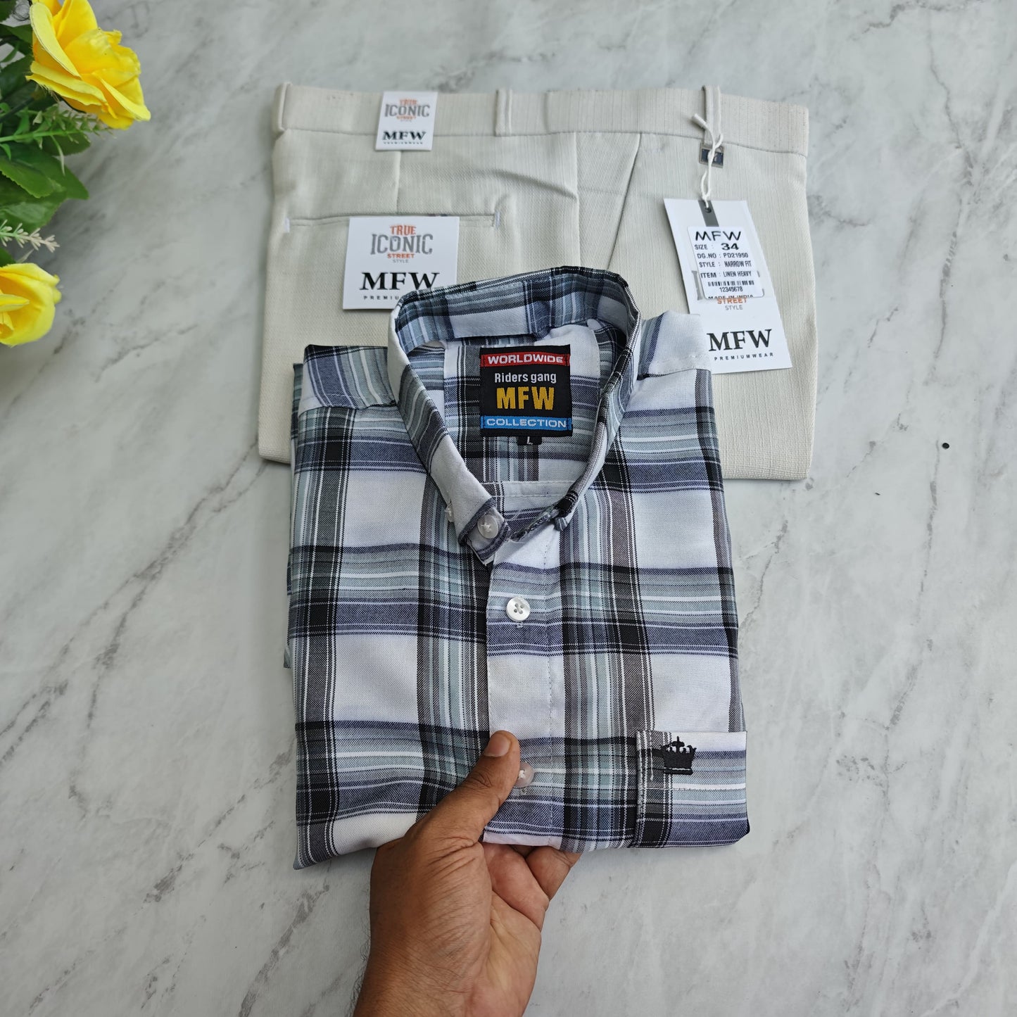 2 in 1 combo Oxford shirts + Lenin polo fit pants combo buy @550 rs only