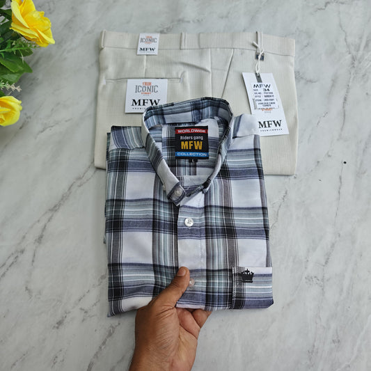 2 in 1 combo Oxford shirts + Lenin polo fit pants combo buy @550 rs only
