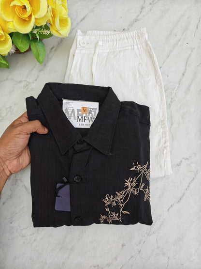 2 in 1 combo Lenin embroidery Work shirts + Lenin relax fit pant buy@600 rs only