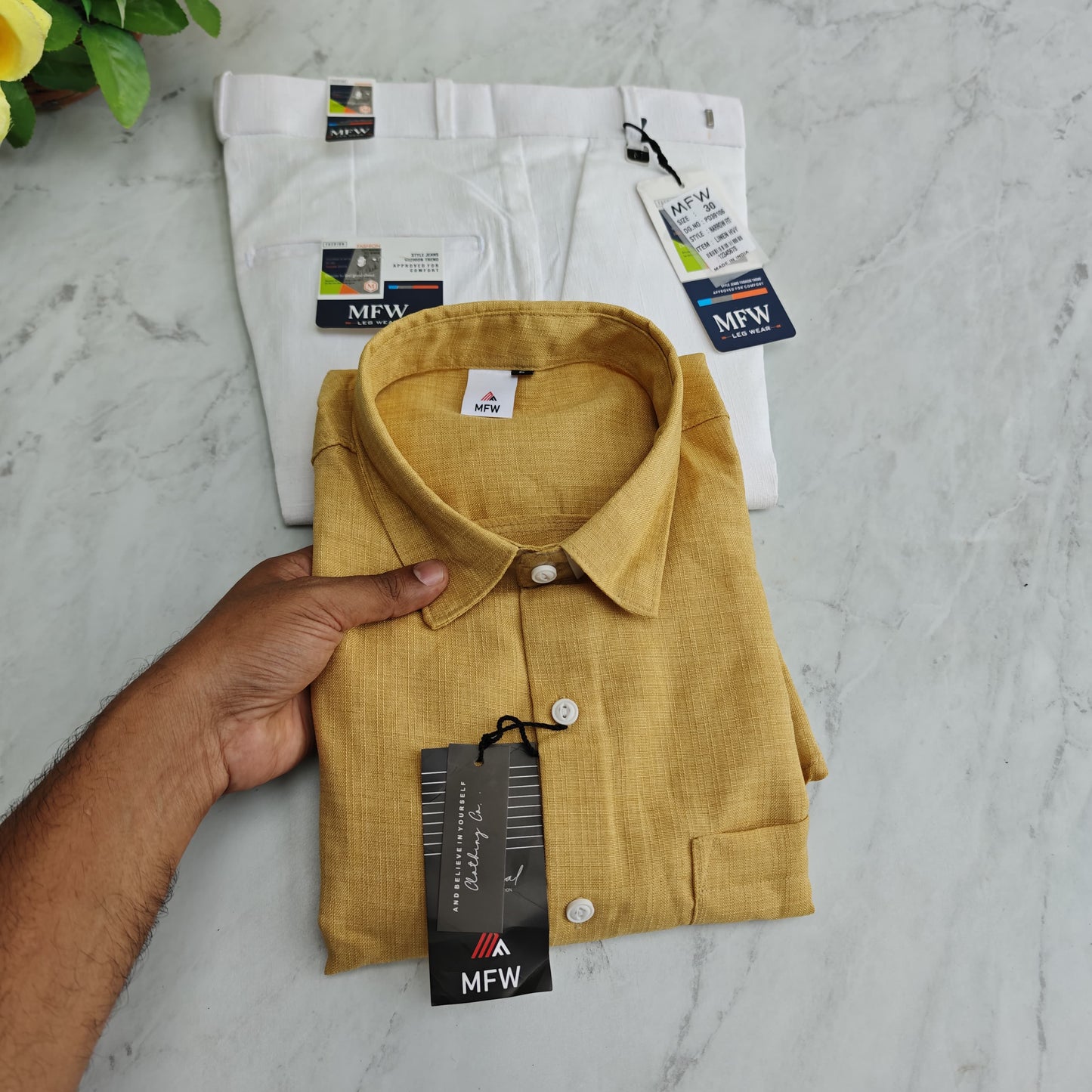 2 in 1 combo korean lenin shirts + MFW lenin polo fit pants combo buy @600 rs only