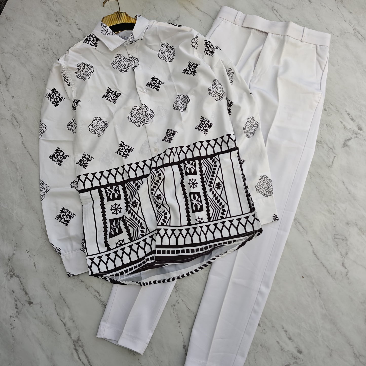 2 in 1 combo viscose bottom printed shirts + shining poli fit pant combo buy @600 rs only