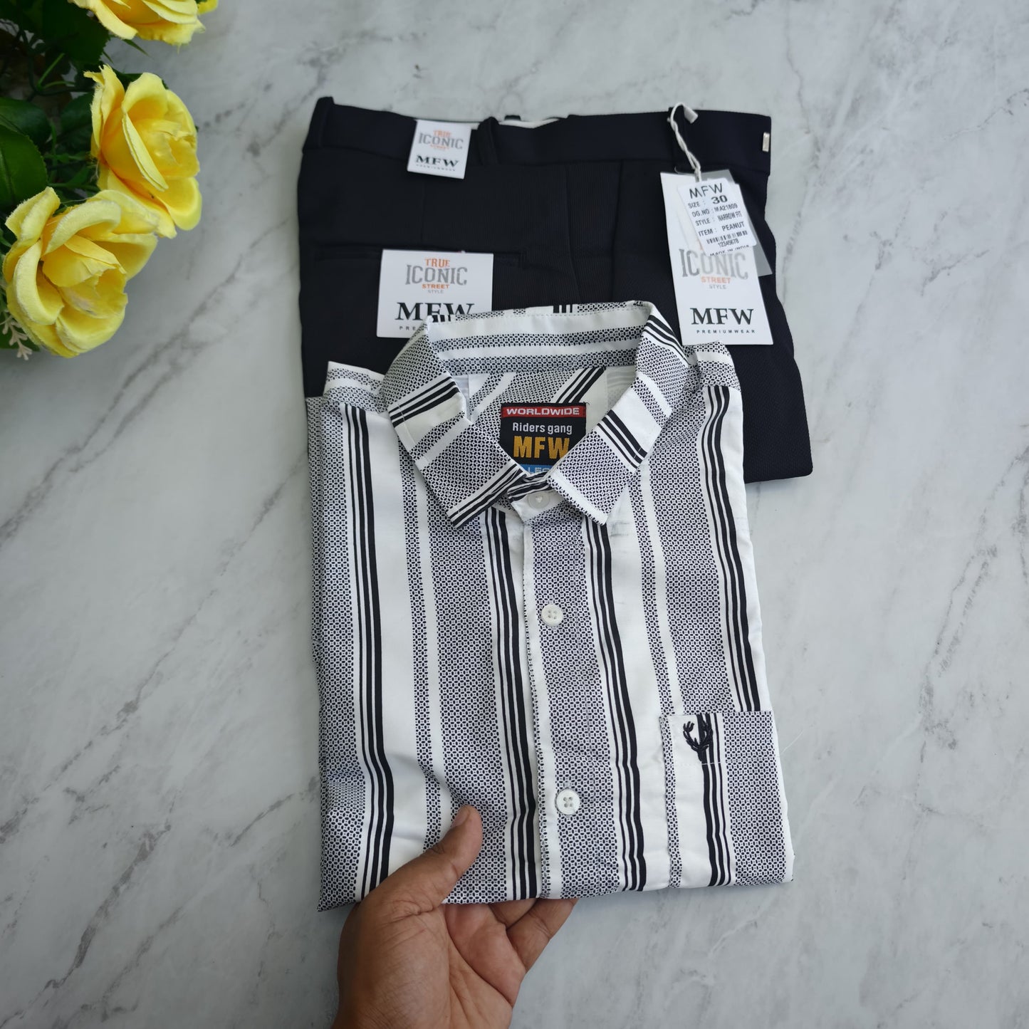 2 in 1 combo MFW laffer printed shirts + penut polo fit pant combo buy @500 rs only