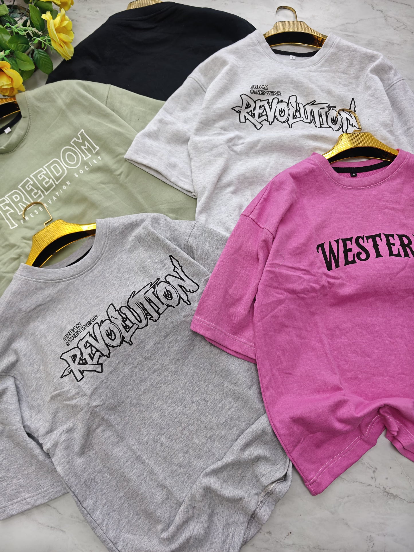 3 in 1 combo buy 3 pcs Random design Cotton Drop shoulder tshirts buy 500 only(Read description before ordering)