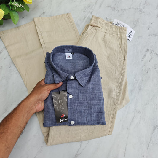 2 in 1 combo MFW Lenin shirts + MFW Lenin relax fit pant combo buy @600 rs only