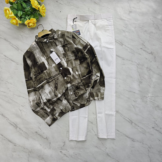 2 in 1 combo viscose printed shirts + lenin polo fit pants combo buy @600 rs only