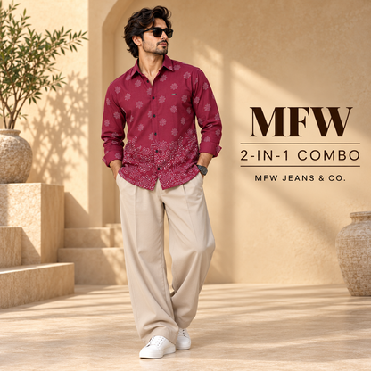 2 in 1 combo MFW bottom printed shirts + korean Baggy pants buy @600 rs only