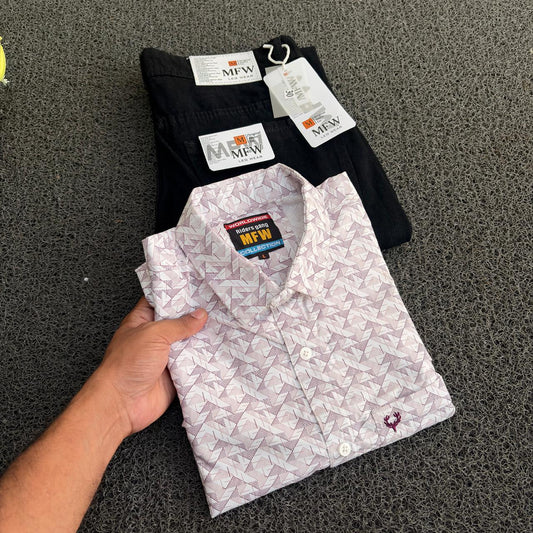 2 in 1 combo MFW printed Shirts + plain mom fit jeans buy @499 rs only