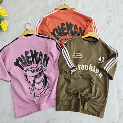 3 in 1 combo buy 3 pcs Random design Net folding Drop shoulder tshirt buy @500 only (Read Description)
