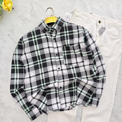 2 in 1 combo MFW Old money korean weaving shirts + plain momfit jeans pant combo buy @600 rs only (Green)