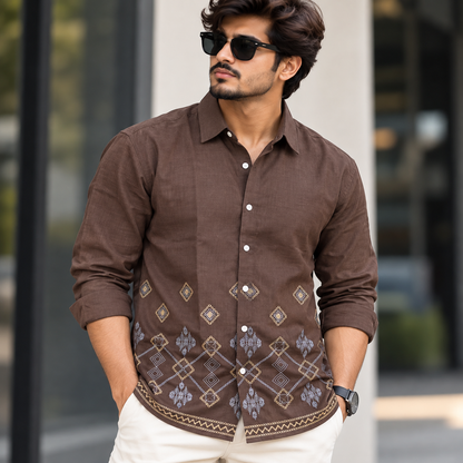 Men's Full sleeve Bottom Embroidery Shirts single pcs @350 and Buy 3 pc combo @999