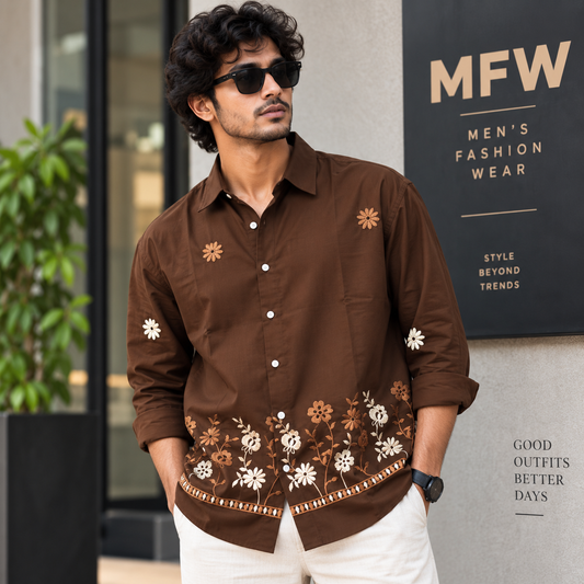 Men's Full sleeve Bottom Embroidery Shirts single pcs @350 and Buy 3 pc combo @999