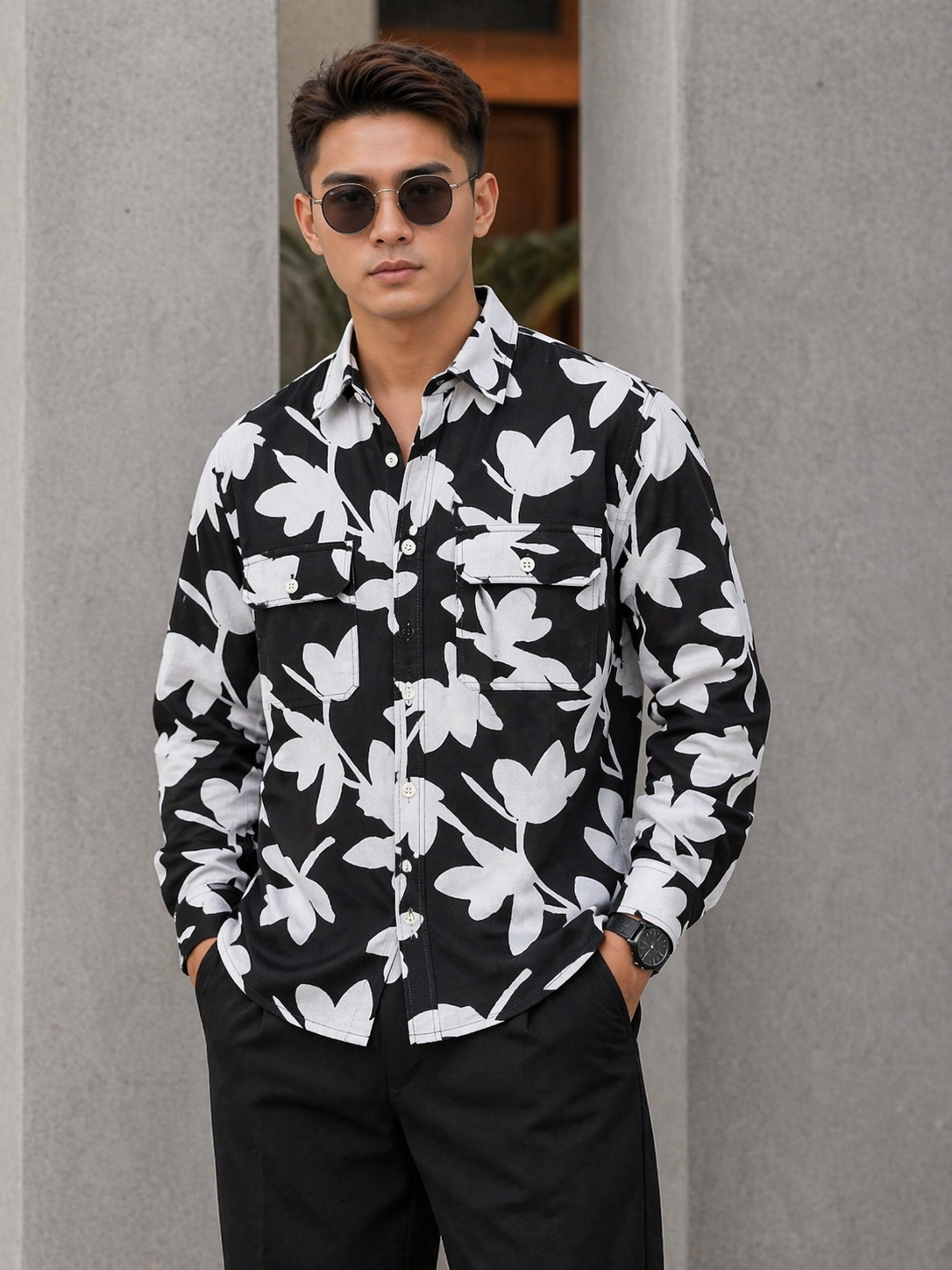 Mfw Premium double packet printed shirts Single pcs @299 and Buy 4 pcs combo @999 (Black)