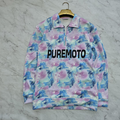 Men's korean Collar tie and die printed premium old money Zipper Full sleeve tshirts@249 (Fabric Reference – Please Read Description)