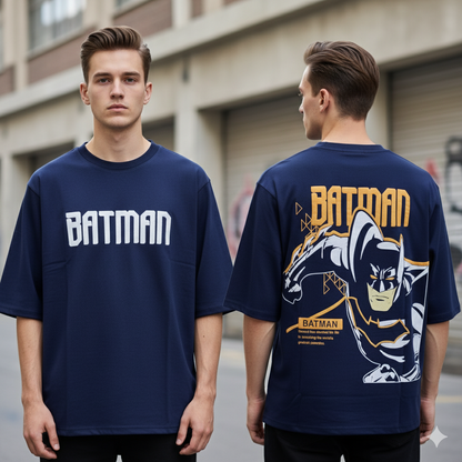Batman design Round neck Front and back Printed droup shoulder Tshirt 1 pc @199 and 3 pcs @ 499