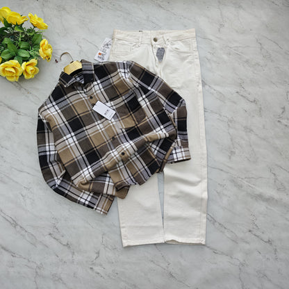 2 in 1 combo MFW Old money korean weaving shirts + plain momfit jeans pant combo buy @600 rs only
