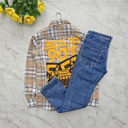 2 in 1 combo MFW back printed shirts + plain mom fit jeans combo buy @550 rs only